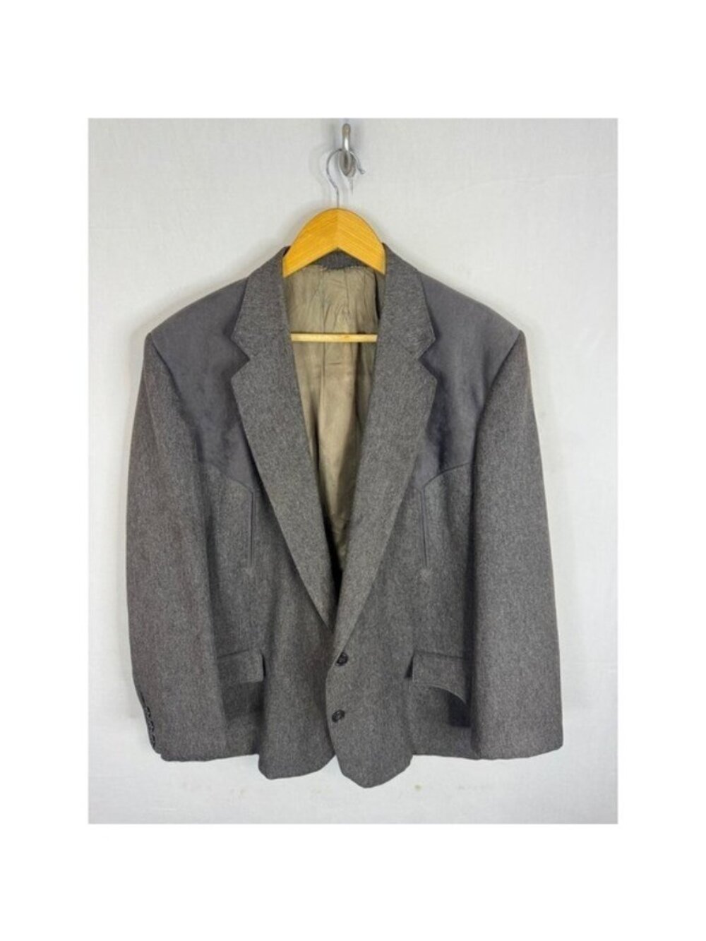 Circle S Mens Western Blazer Charcoal Brown Suede Yoke Sport Coat 44S Short USA